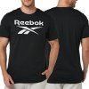 Reebok t-shirt czarny bawełniany męski koszulka duży napis